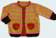 Baby Cardigan med striber - strikkeopskrift