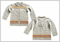 Pigetr�je med fair isle borter - strikkeopskrift