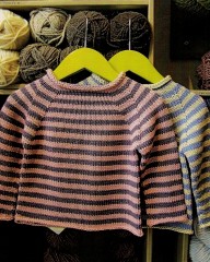 Stribet Raglansweater Oppefra - strikkeopskrift
